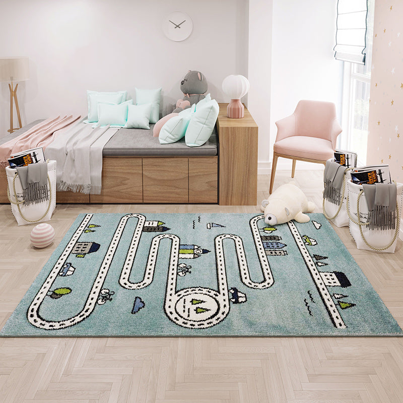 BowLift | Casual Cartoon Print Rug Multicolored Polypropylene Rug Non-Slip Washable Easy Care Rug for Kids