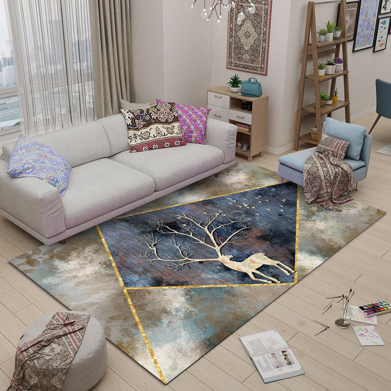 BowLift | Contemporary geometric printed carpet Multicolored polypropylene carpet Non-slip backing Machine washable carpet for the living room