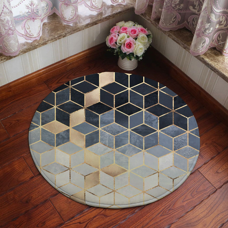 BowLift | Unique geometric print rug Multicolored polyester rug Non-slip backing Machine washable indoor rug for the bedroom