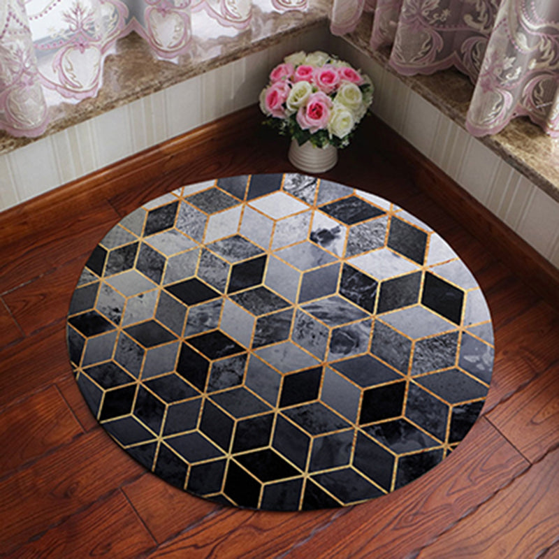 BowLift | Unique geometric print rug Multicolored polyester rug Non-slip backing Machine washable indoor rug for the bedroom