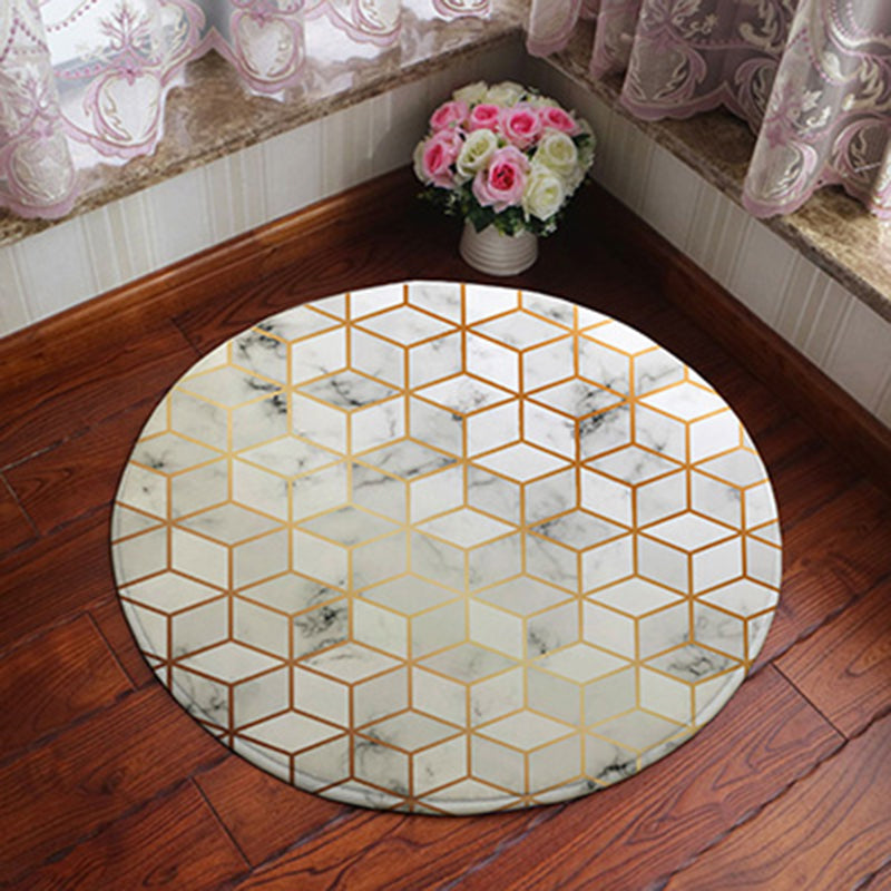 BowLift | Unique geometric print rug Multicolored polyester rug Non-slip backing Machine washable indoor rug for the bedroom