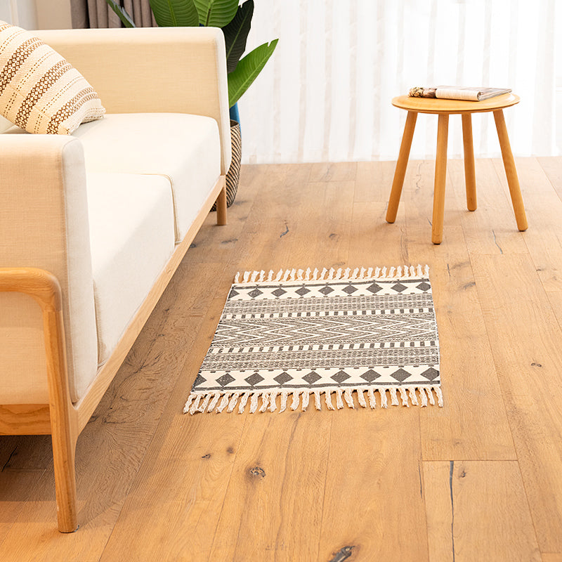 BowLift | Classic living room carpet Colorful geometric printed carpet washable woven rug with tassels