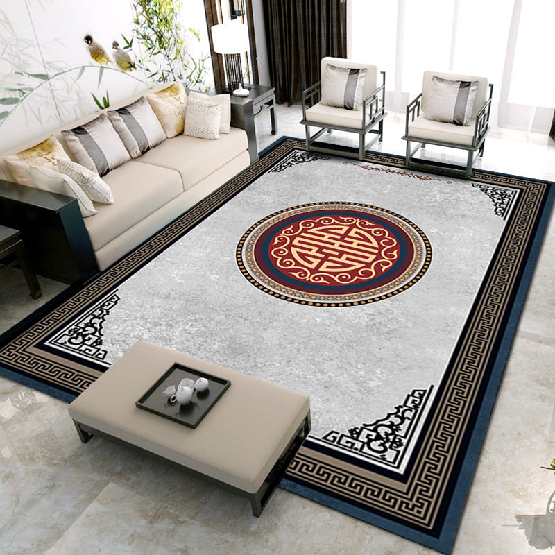 BowLift | Classic Zen Print Rug Multicolor Chinese Rug Polypropylene Non-Slip Backing Pet-Friendly Stain-Resistant Rug for Home