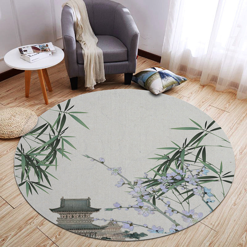 BowLift | Chinese Landscape Print Rug Multicolor Polypropylene Rug Anti-Skid Back Stain Resistant Pet Friendly Rug for the Living Room