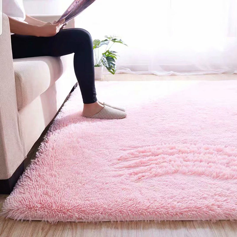 BowLift | Fluffy Plain Rug Multi Colored Casual Rug Synthetic Washable Pet Friendly Non-slip Carpet for Living Room