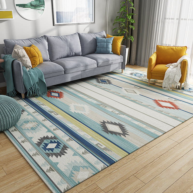 BowLift | Primitive Tribal Rug Multicolor Geometry Rug Non-Slip Back Washable Stain Resistant Rug for Bedroom