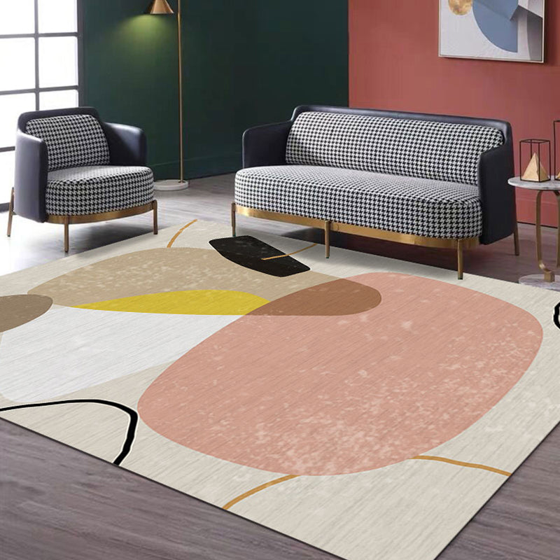 BowLift | Creative Geometric Color-Block Carpet Multi Color Nordic Carpet Synthetic Non-Slip Stain-Resistant Machine Washable Carpet for Home