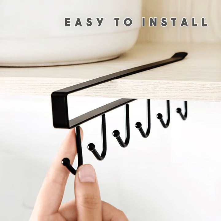 BowLift | Under-cabinet hook strip – space-saving kitchen storage with 6 hooks