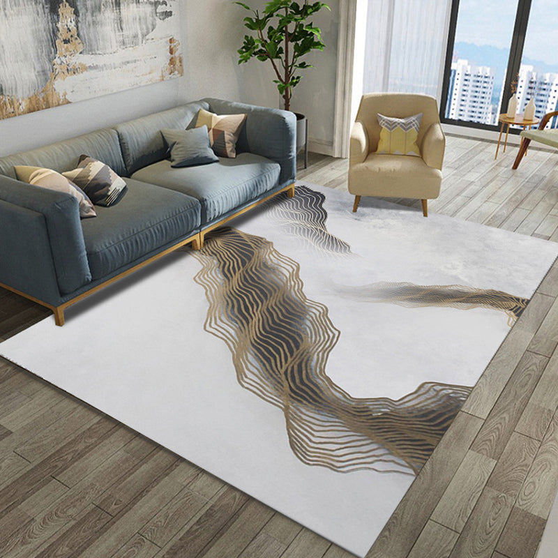 BowLift | Artistic Geometric Abstract Line Rug Multicolor Modern Carpet Synthetic Non-Slip Back Pet-Friendly Rug for Large Room