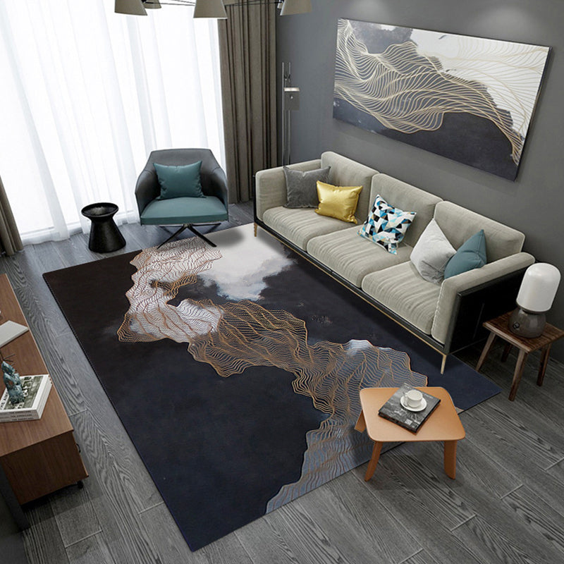 BowLift | Artistic Geometric Abstract Line Rug Multicolor Modern Carpet Synthetic Non-Slip Back Pet-Friendly Rug for Large Room