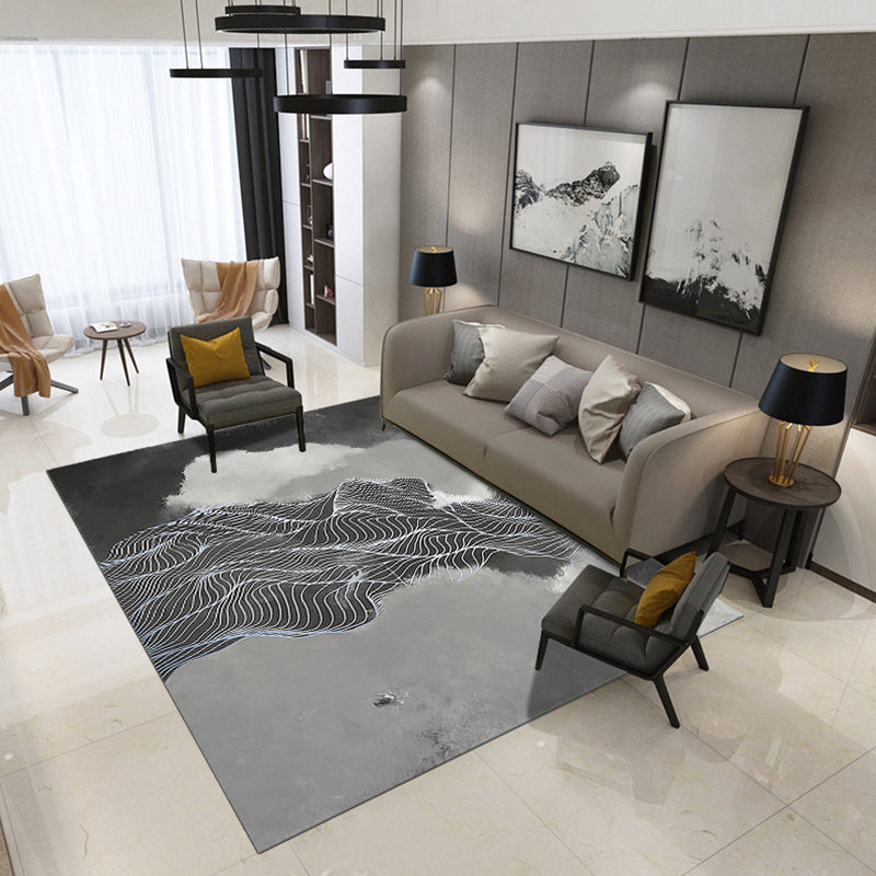 BowLift | Artistic Geometric Abstract Line Rug Multicolor Modern Carpet Synthetic Non-Slip Back Pet-Friendly Rug for Large Room