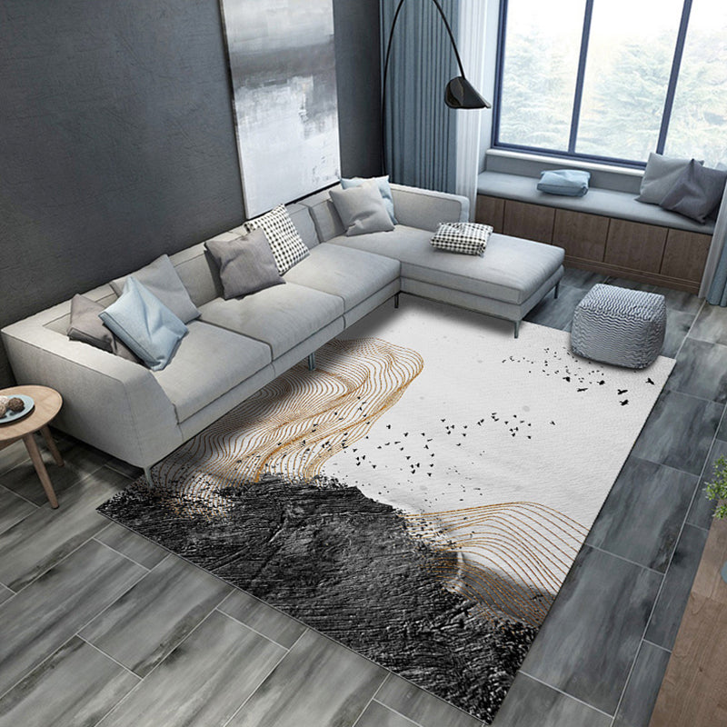 BowLift | Artistic Geometric Abstract Line Rug Multicolor Modern Carpet Synthetic Non-Slip Back Pet-Friendly Rug for Large Room