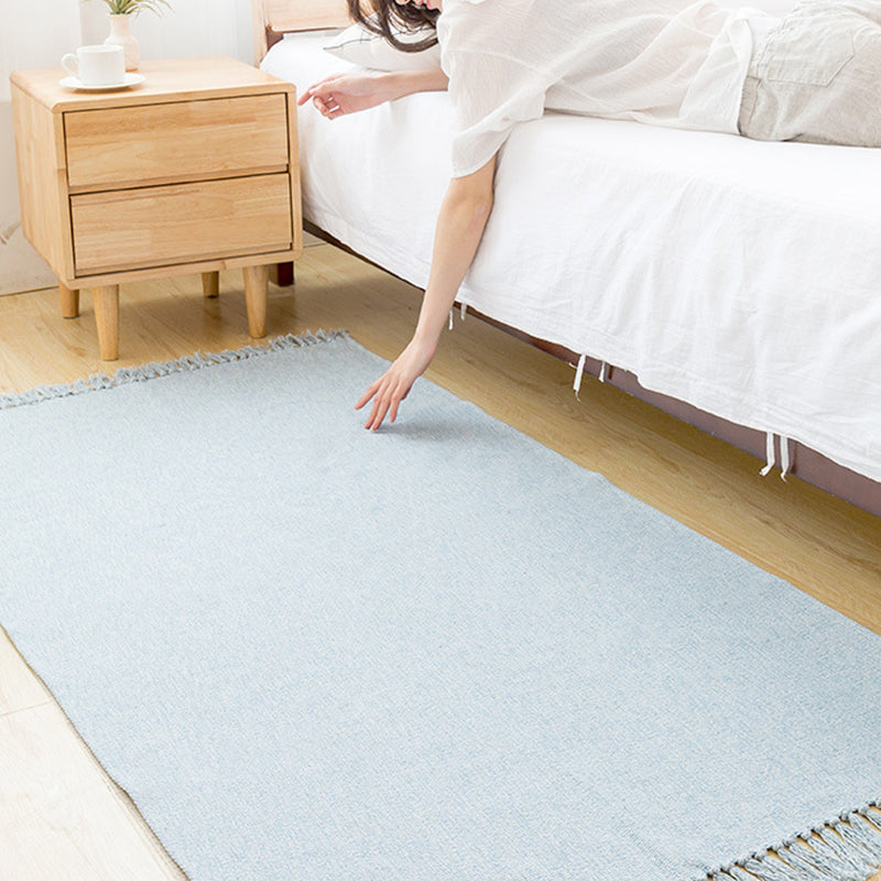 BowLift | Land bedroom carpet multicolored solid color carpet cotton pet friendly easy to maintain indoor carpet with tassels