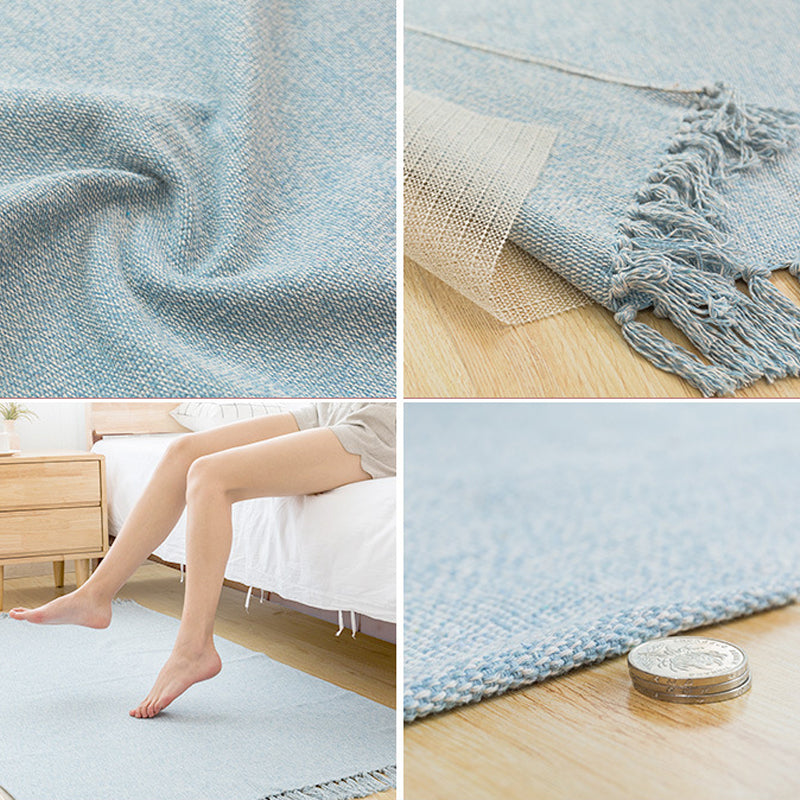 BowLift | Land bedroom carpet multicolored solid color carpet cotton pet friendly easy to maintain indoor carpet with tassels