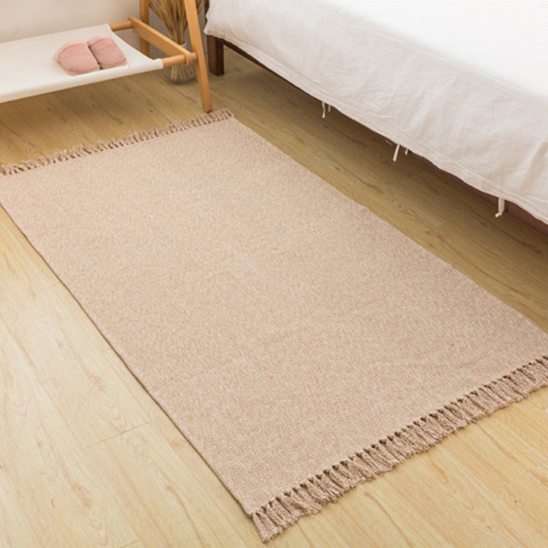 BowLift | Land bedroom carpet multicolored solid color carpet cotton pet friendly easy to maintain indoor carpet with tassels