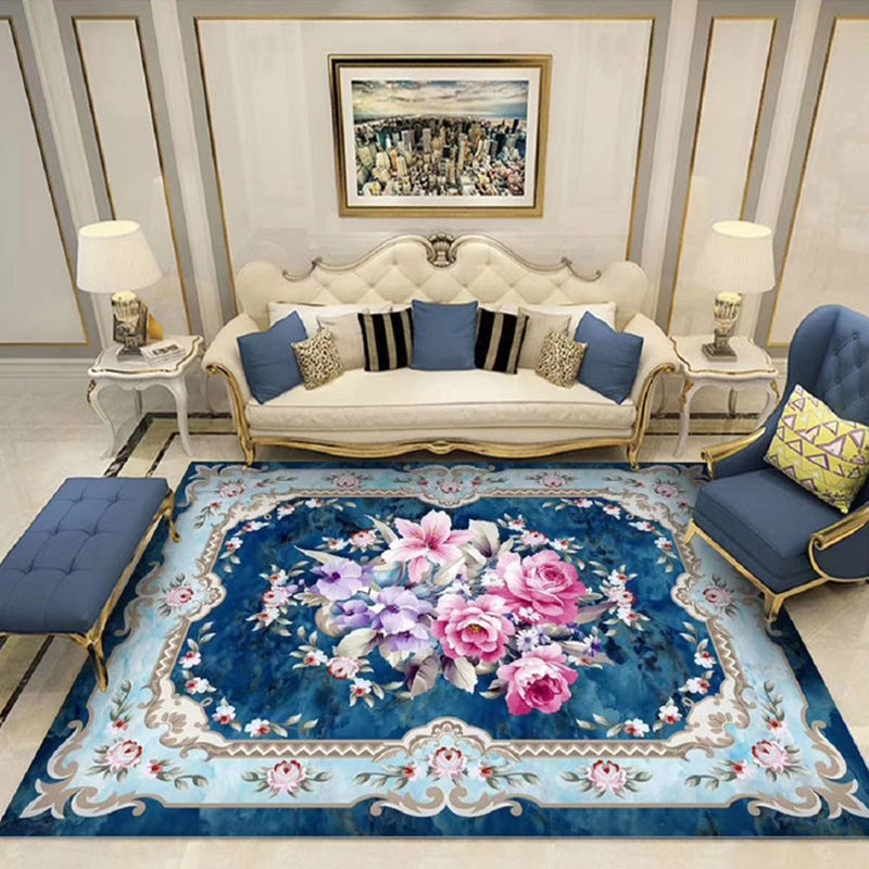 BowLift | Chinoiserie Flower Rug Multicolor Polypropylene Area Rug Non-Slip Back Pet-Friendly Easy Care Indoor Rug for Living Room