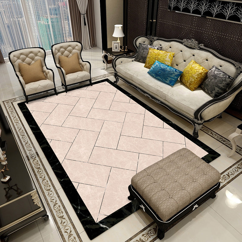 BowLift | Colorful geometric printed carpet made of polyester Retro indoor rug with non-slip backing, stain-resistant carpet for the living room