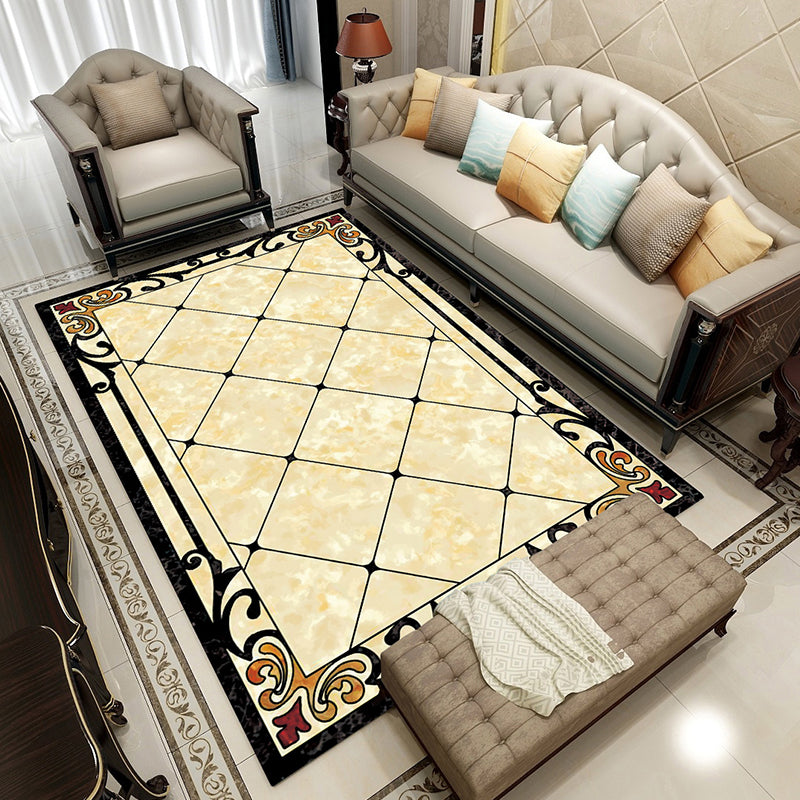 BowLift | Colorful geometric printed carpet made of polyester Retro indoor rug with non-slip backing, stain-resistant carpet for the living room