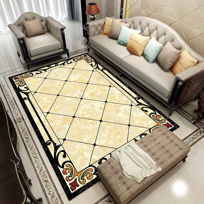 BowLift | Colorful geometric printed carpet made of polyester Retro indoor rug with non-slip backing, stain-resistant carpet for the living room