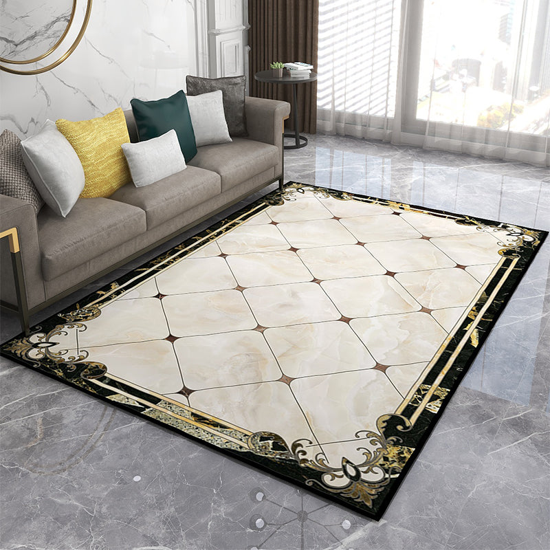 BowLift | Formal Living Room Rug Multicolor Geometric Pattern Area Rug Leather Non-Slip Backing Pet Friendly Easy Care Rug