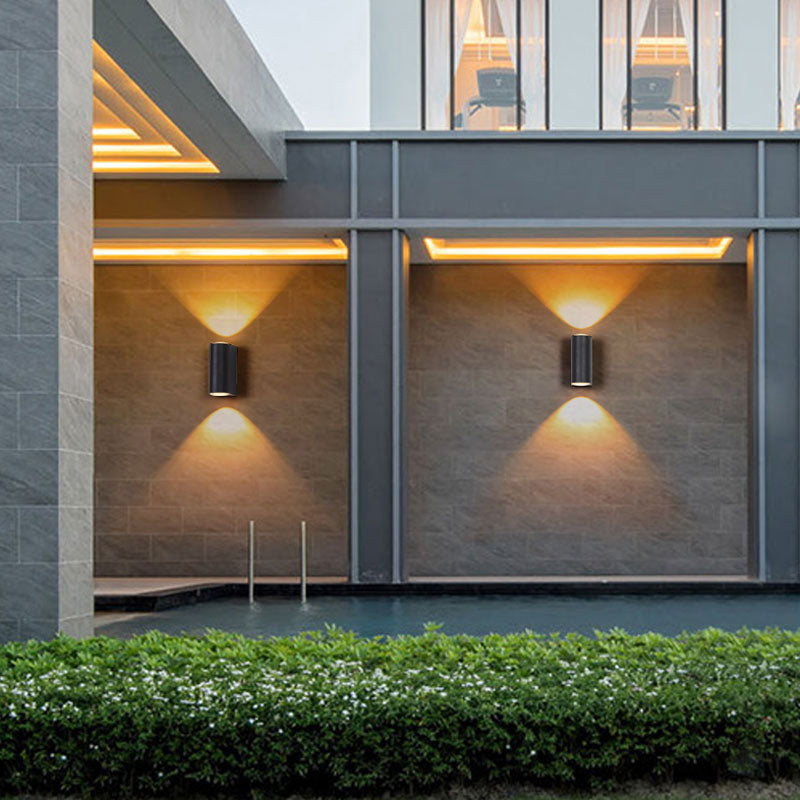 BowLift | Tube-shaped Outdoor Wall Lamp Metallic Minimalism LED Wall Light in Black