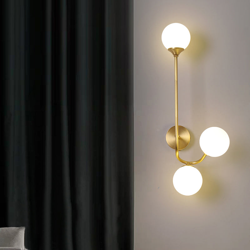 BowLift | White Glass Geometric Wall Lighting Postmodern Brass Finish Wall Lamp for the Living Room