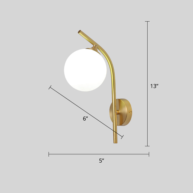 BowLift | White Glass Geometric Wall Lighting Postmodern Brass Finish Wall Lamp for the Living Room