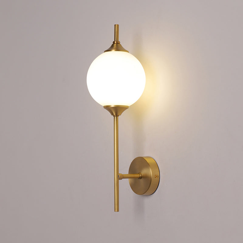BowLift | White Glass Geometric Wall Lighting Postmodern Brass Finish Wall Lamp for the Living Room