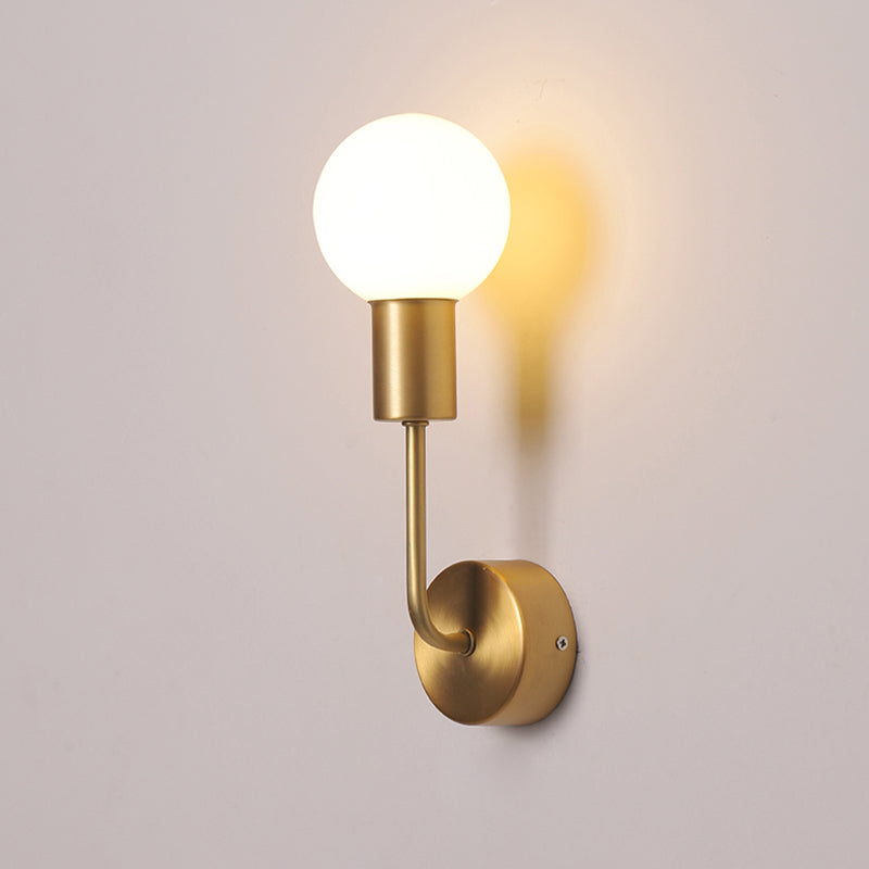 BowLift | White Glass Geometric Wall Lighting Postmodern Brass Finish Wall Lamp for the Living Room