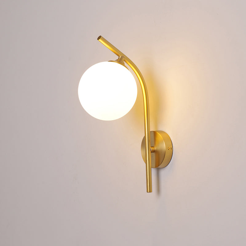 BowLift | White Glass Geometric Wall Lighting Postmodern Brass Finish Wall Lamp for the Living Room