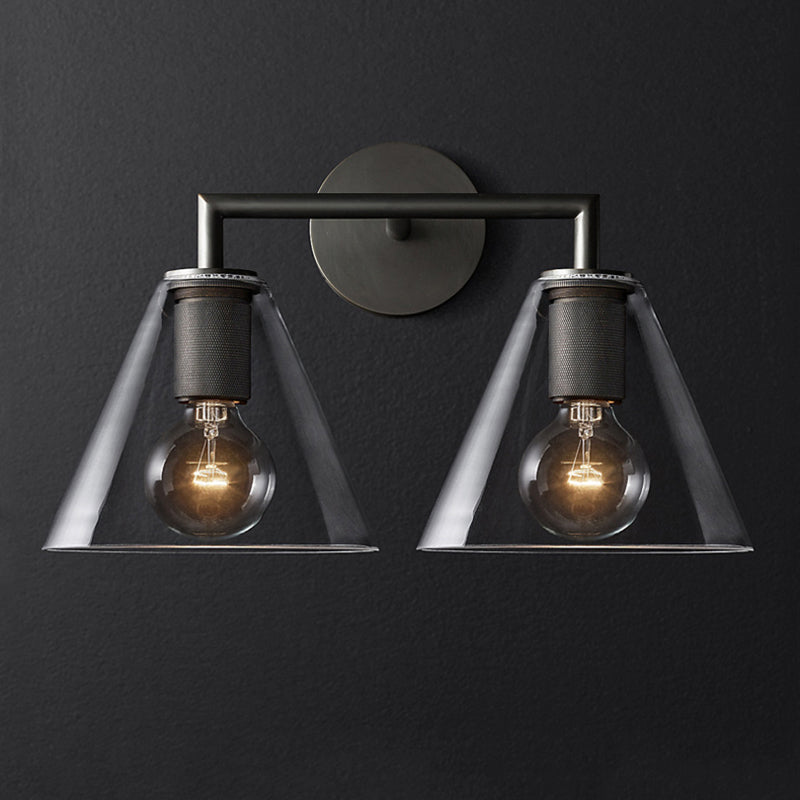 BowLift | Conic Nightstand Wall Mount Light Clear Glass 1-Light Minimalist Wall Lamp in Brass