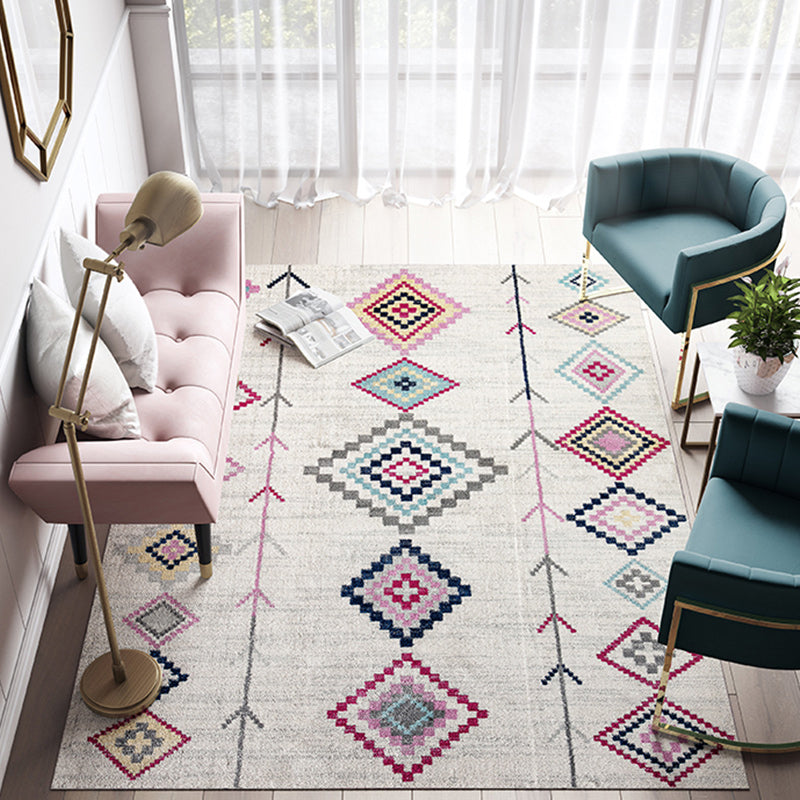 BowLift | Casual Multicolor Geo Rug Polyester Western Area Rug Non-Slip Machine Washable Easy Care Indoor Rug for Living Room