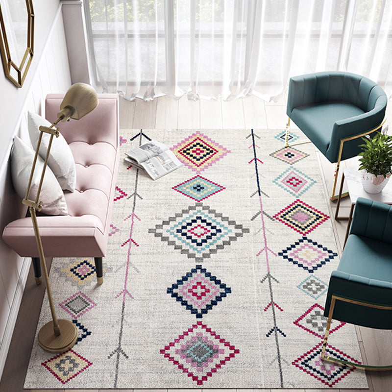 BowLift | Casual Multicolor Geo Rug Polyester Western Area Rug Non-Slip Machine Washable Easy Care Indoor Rug for Living Room