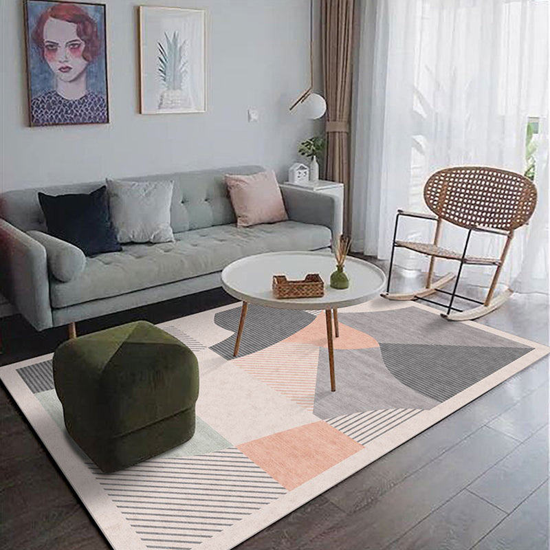 BowLift | Casual Geometric Pattern Rug Multicolored Synthetic Indoor Rug Non-Slip Back Machine Washable Area Rug for Living Room