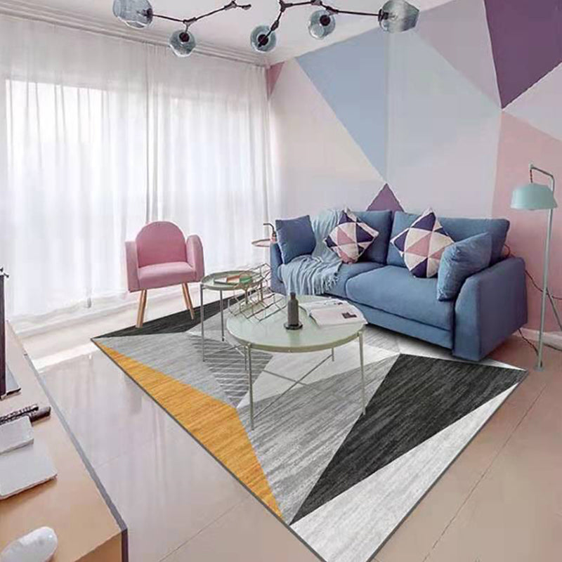 BowLift | Casual Geometric Pattern Rug Multicolored Synthetic Indoor Rug Non-Slip Back Machine Washable Area Rug for Living Room
