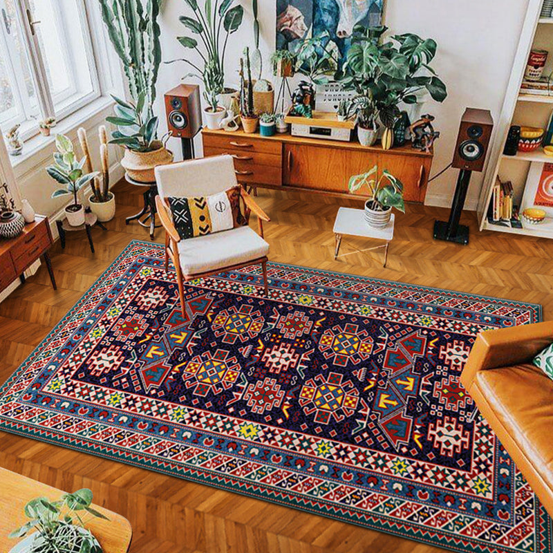 BowLift | eclectic tribal pattern rug multicolored polypropylene indoor rug non-slip backing pet-friendly area rug for the living room