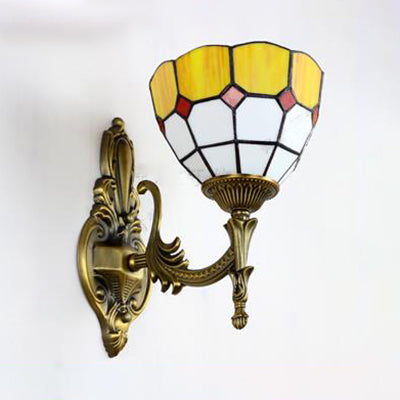 BowLift | Wall Sconces Lamp Retro Tiffany Stained Glass 1 Light Wall Mount Light in Yellow/Blue for Hallway