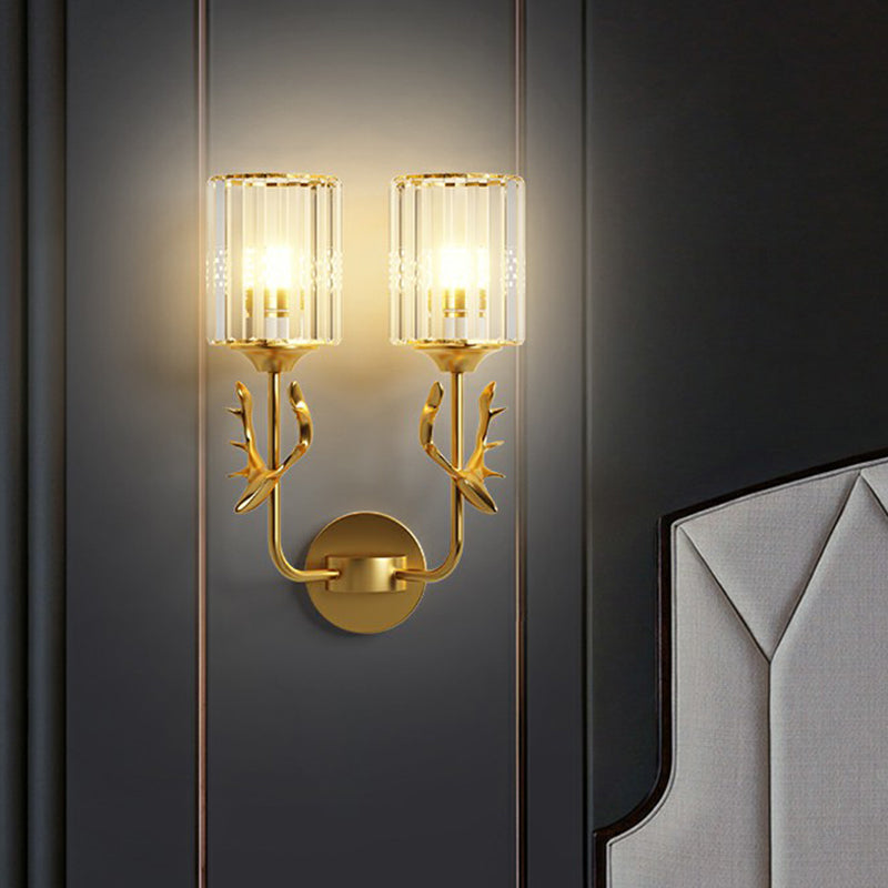 BowLift | Cylinder Wall Mount Light Nordic Crystal Prism Wall Lamp with Coral Widget