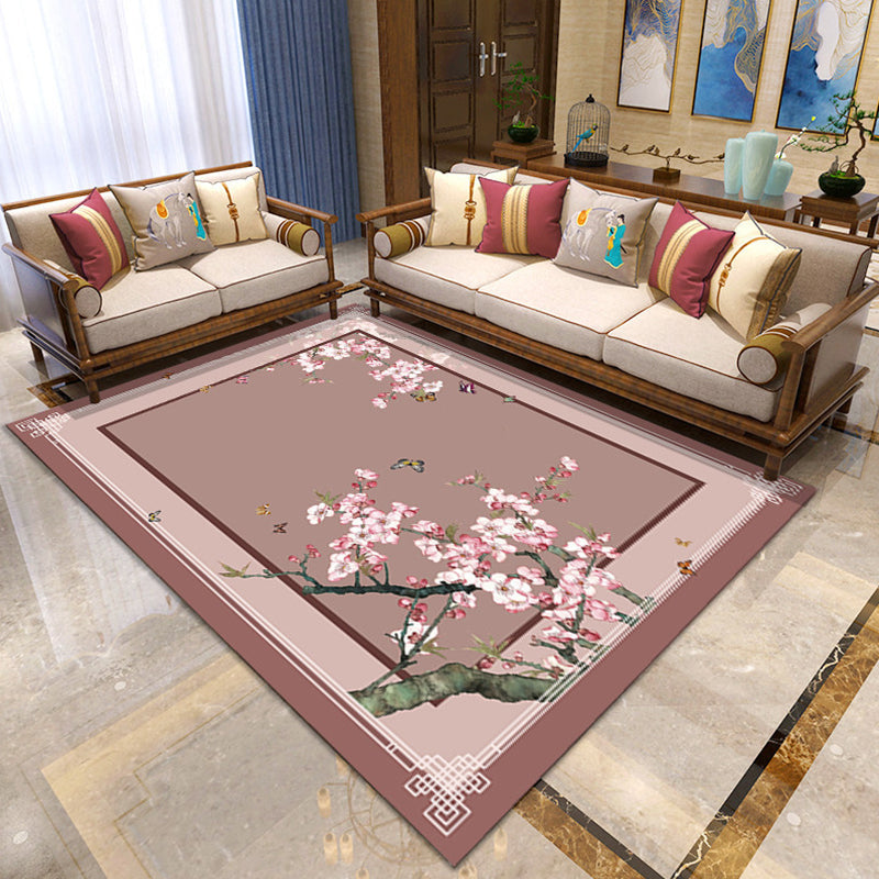 BowLift | Asian Living Room Carpet Multicolor Floral Printed Carpet Indoor Polypropylene Pet-Friendly Easy Care Area Rug