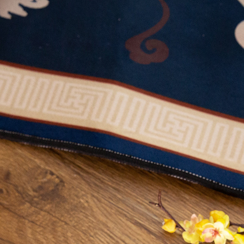 BowLift | Asian Living Room Carpet Multicolored Chinese Print Carpet Polyester Non-Slip Underlay Pet-Friendly Indoor Carpet