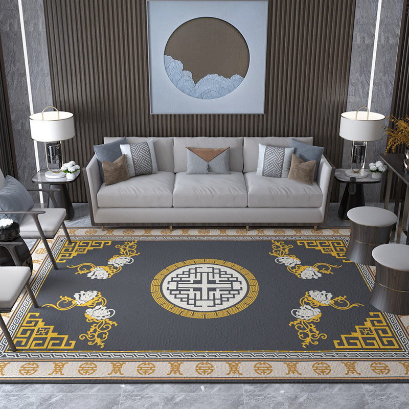 BowLift | Asian Living Room Carpet Multicolored Chinese Print Carpet Polyester Non-Slip Underlay Pet-Friendly Indoor Carpet