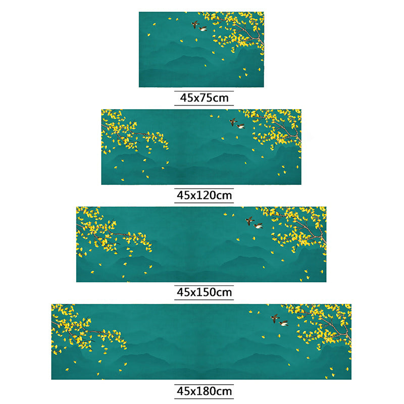 BowLift | Chinoiserie Floral Printed Rug Multicolor PVC Area Rug Non-Slip Back Pet-Friendly Indoor Rug for Bedroom