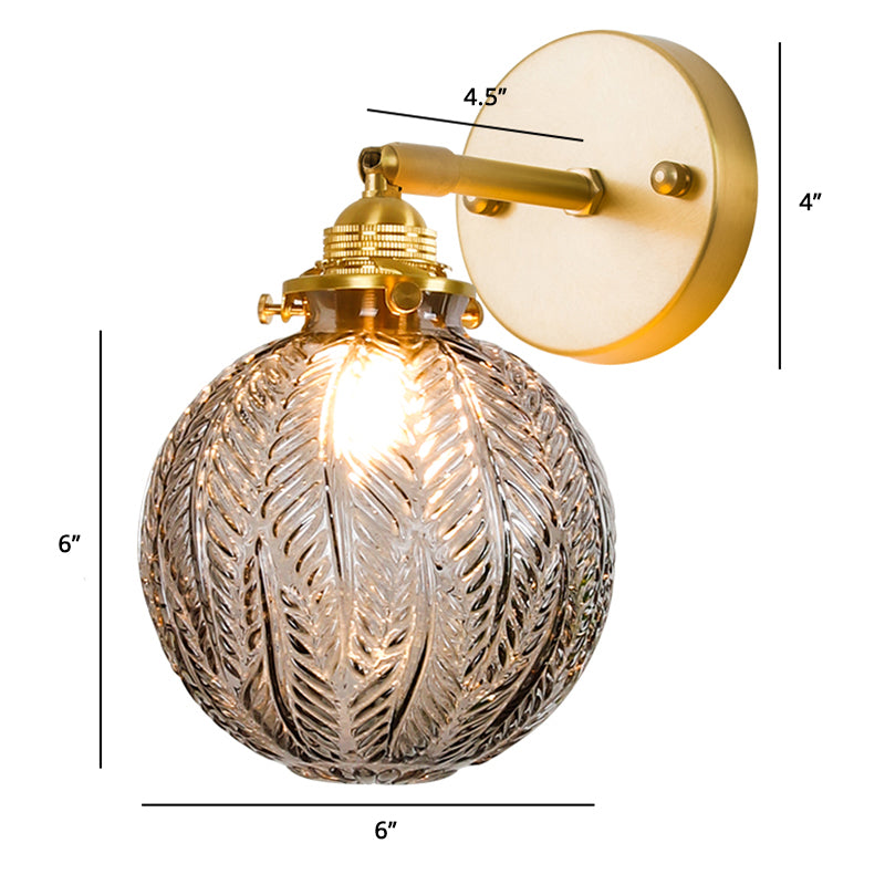BowLift | Textured Glass Ball Wall Light Simple Single Gold Wall Mounted Light with Adjustable Joint