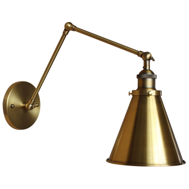 BowLift | Cone-shaped Shade Iron Wall Mount Light Antique 1 Bulb Bedroom Wall Lighting Fixture