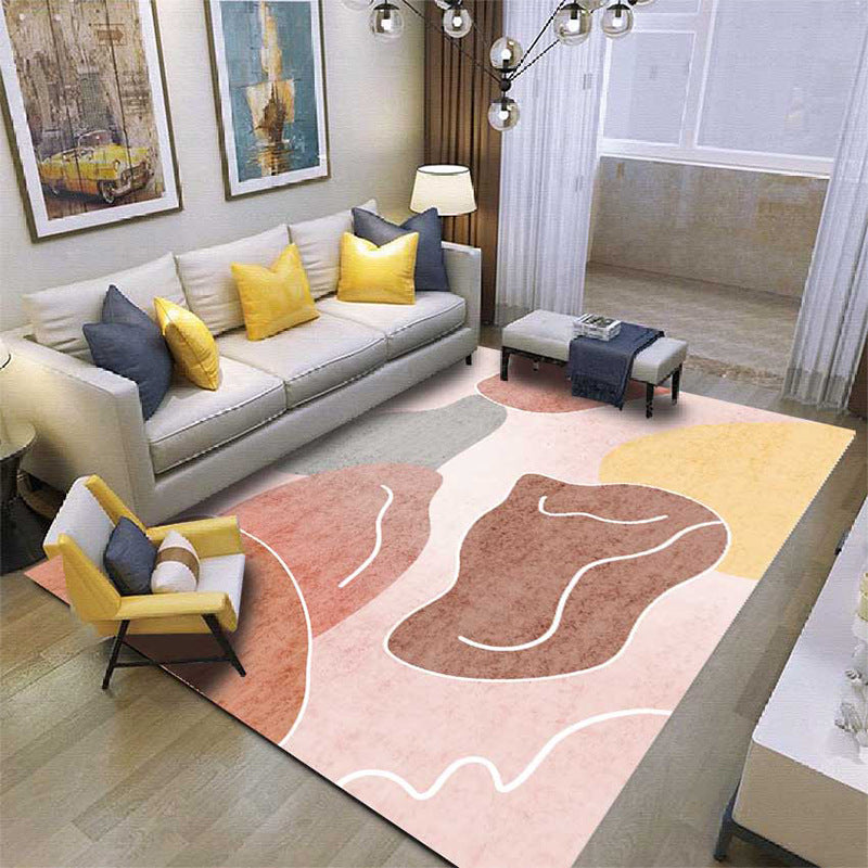 BowLift | Comfort hand-printed rug multicolored synthetic area rug non-slip backing pet-friendly rug for the living room