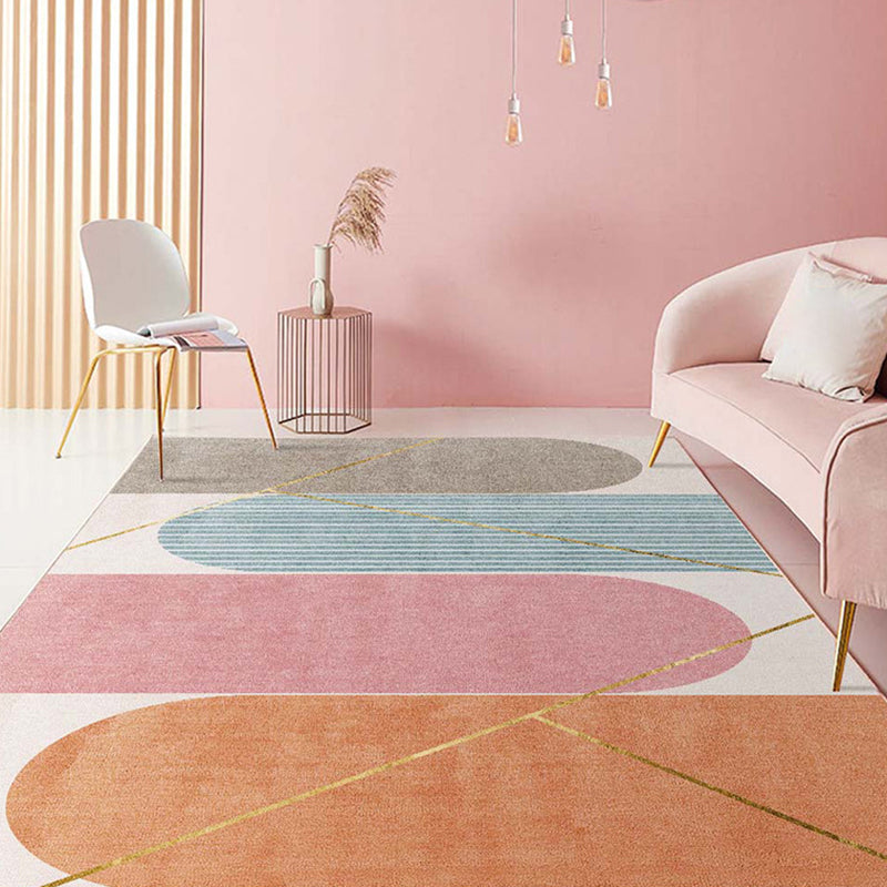 BowLift | Comfort hand-printed rug multicolored synthetic area rug non-slip backing pet-friendly rug for the living room
