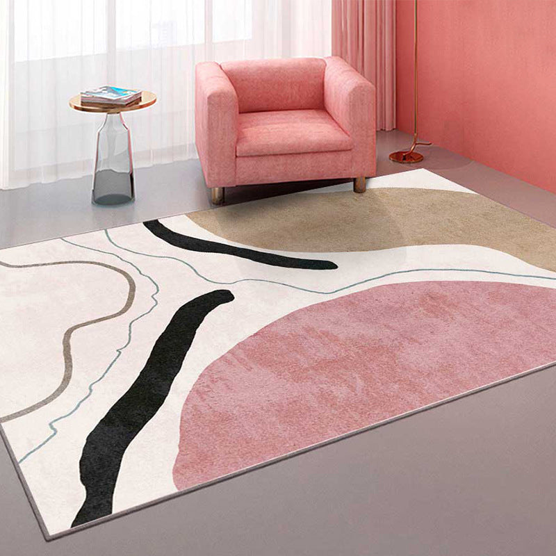 BowLift | Comfort hand-printed rug multicolored synthetic area rug non-slip backing pet-friendly rug for the living room