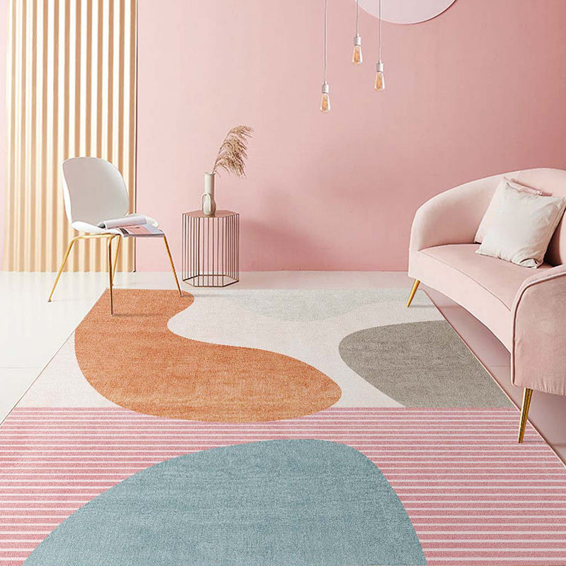 BowLift | Comfort hand-printed rug multicolored synthetic area rug non-slip backing pet-friendly rug for the living room