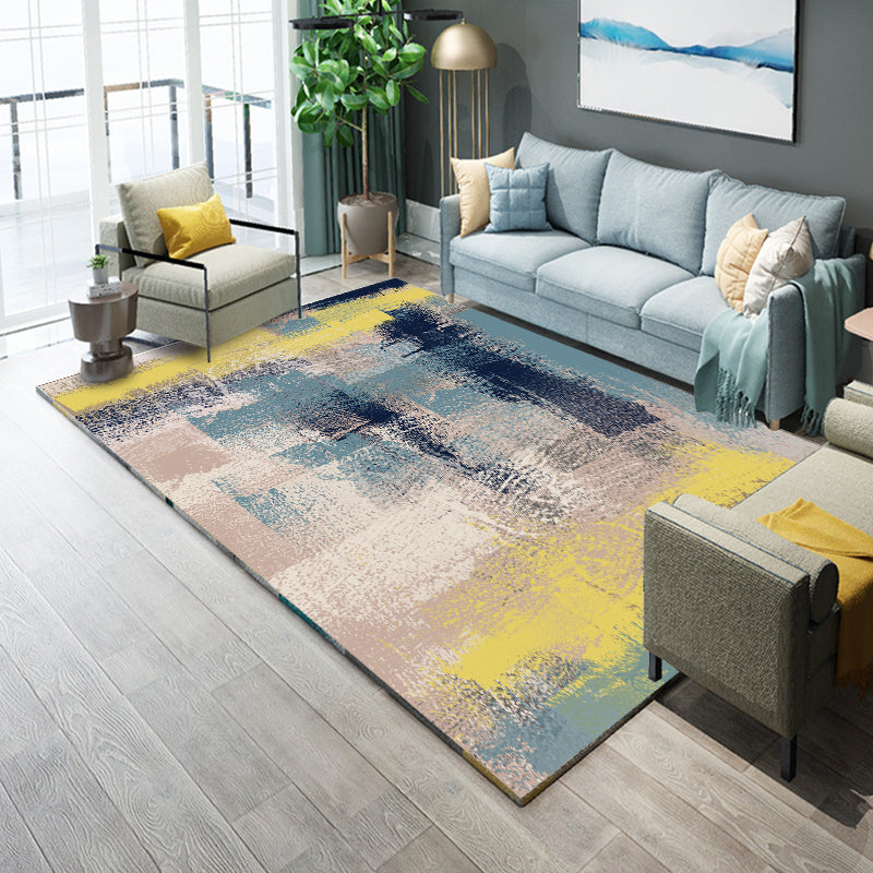 BowLift | Industrial Living Room Rug Multicolor Abstract Printed Indoor Rug Synthetic Non-Slip Backing Easy Care Area Rug