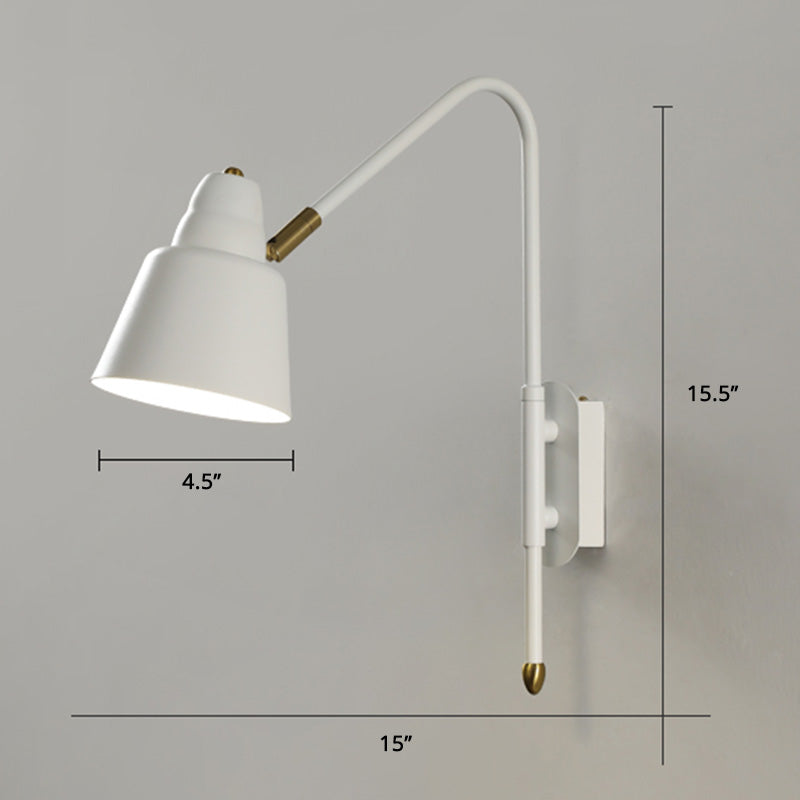 BowLift | Swing Arm Wall Mount Light Minimalist Metal 1 Bulb Nightstand Reading Light with V-shaped Arm
